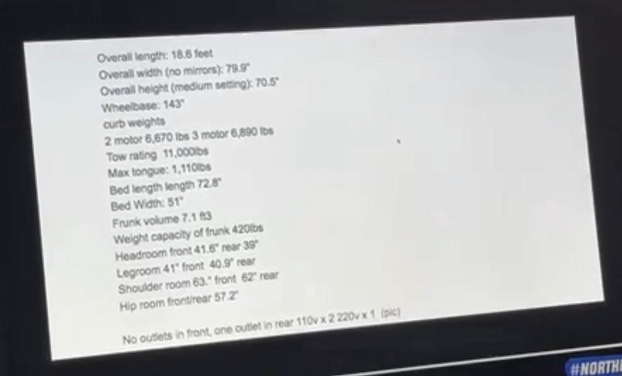 Leaked Tesla Cybertruck Specs