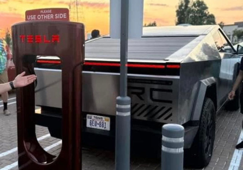 🚗💨 Tesla's Cybertruck Charges Up at Landmark 50,000th Supercharger in Ultra Red!