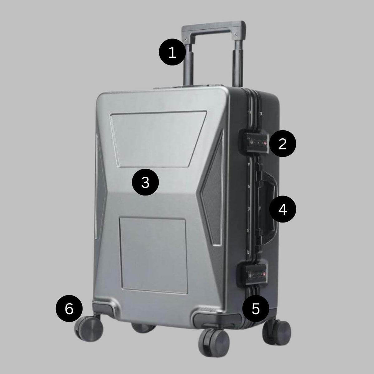 Carryon luggage with cybertruck style design - perfect for traveling with technology"