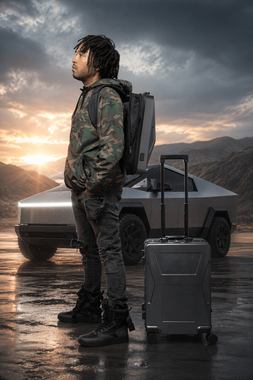 Tesla Cybertruck-Inspired Backpacks, Luggage, and Travel Accessories
